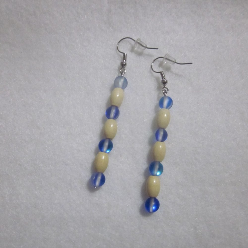 Wood & Frosted Blue Earrings